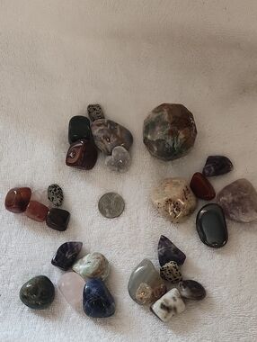 25 Tumbled Gemstone And 1 Decorative Faceted Sphere Lot # 4- Multicolor